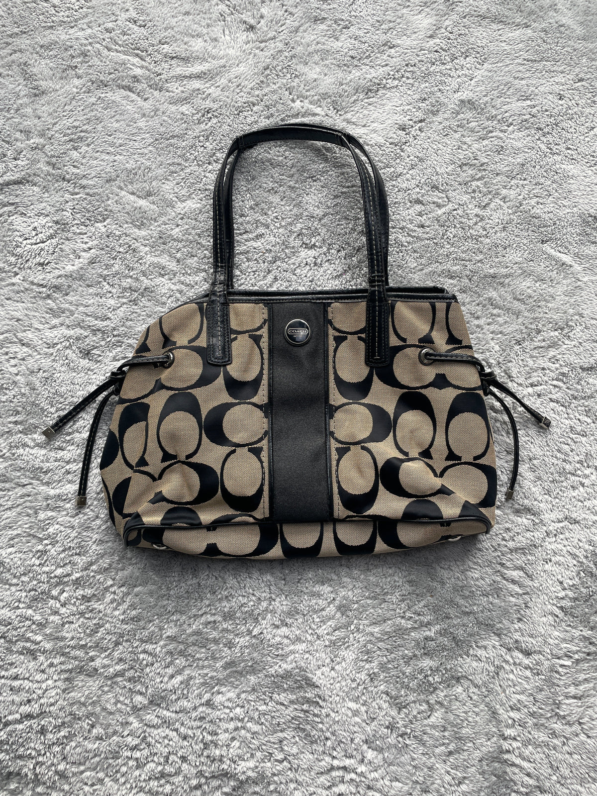 Coach Y2K Shoulder Bag | Black Signature Monogram | Circle Coach Logo