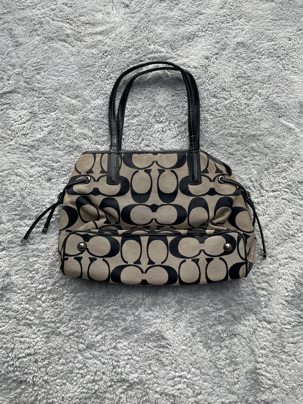 Coach Y2K Shoulder Bag | Black Signature Monogram | Circle Coach Logo