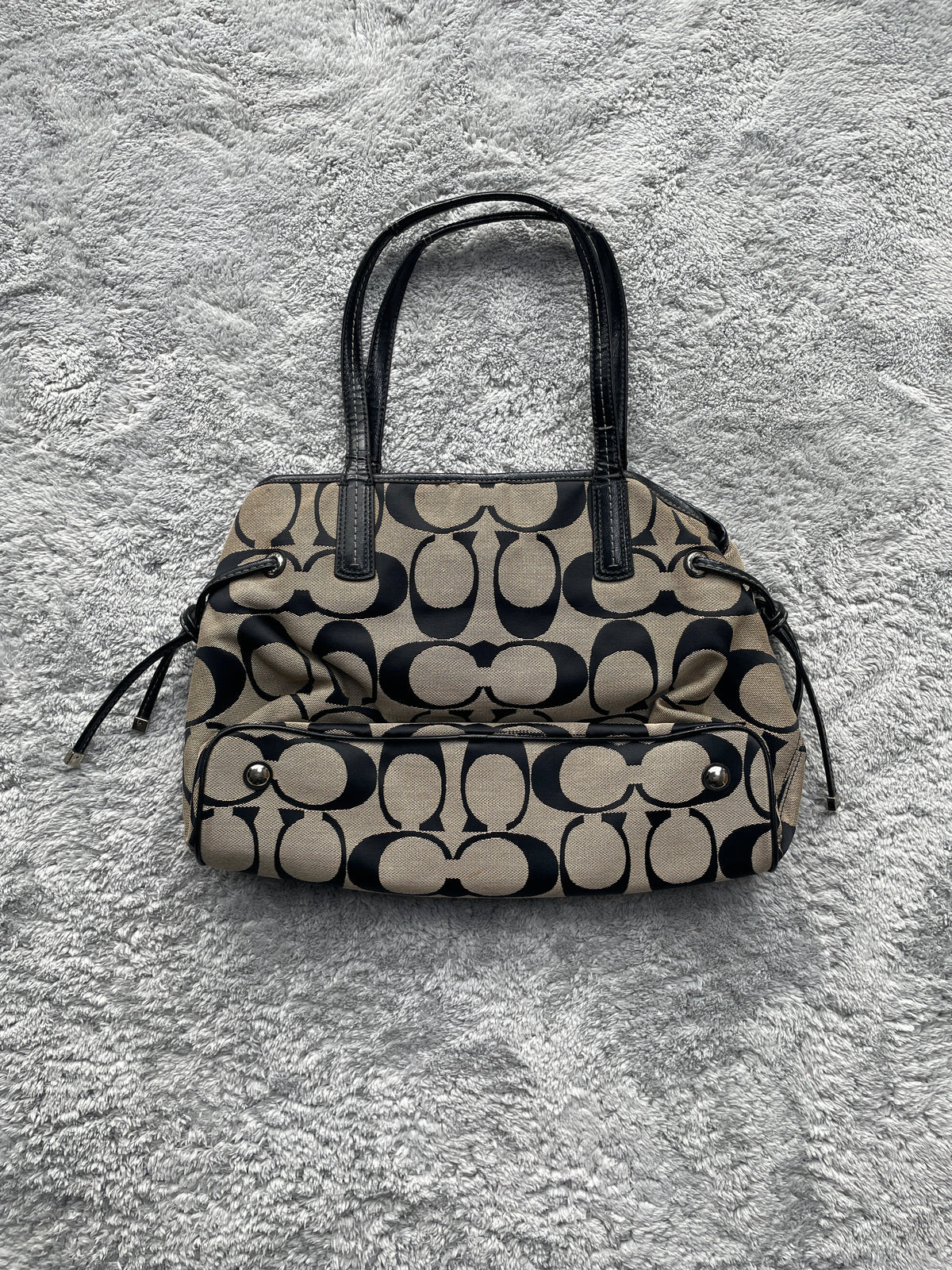Coach Y2K Shoulder Bag | Black Signature Monogram | Circle Coach Logo